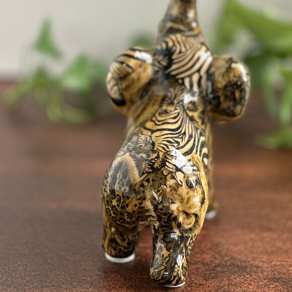Le Vie Ceramic Elephant Figurine Animal Print Y2K - Picture 3 of 12